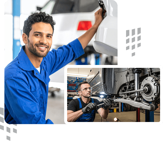 Happy mechanic with wrench
